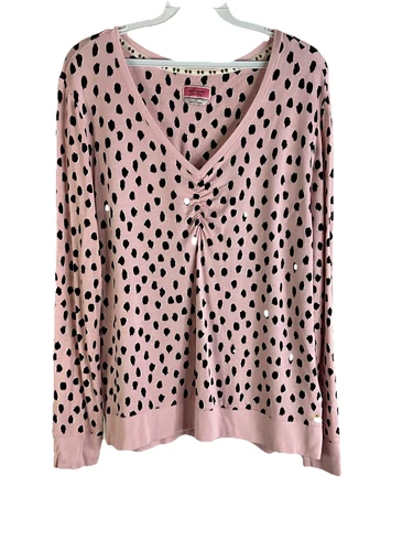 Felpa donna Kate Spade grande a pois increspato leggera scollo a V