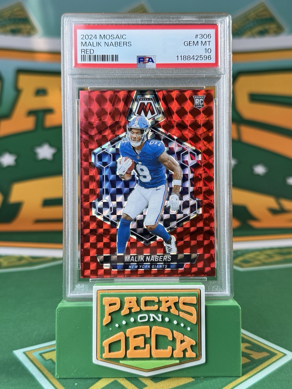 Malik Nabers Rookie PSA 10 POP 22 2024 Panini Mosaic RED Prizm Giants #306 C23