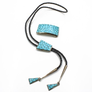 Fibbia per cintura Bolo firmata Southwest intarsiata turchese sterling lotto di 2 #S6014 1