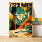 Vintage Vesper Martini Metal Poster Tin Sign 20x30cm Cocktail Bar Wall Decor