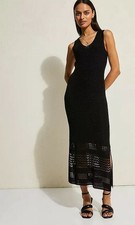 FREEMANS V-Neck Knitted Maxi Dress in Black (fmn81-1)