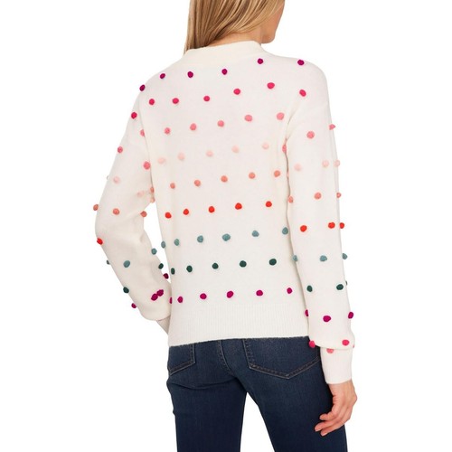 CeCe Womens White Embellished Mock Neck Pullover Sweater Sweater L BHFO 8617 - Bild 2 von 2