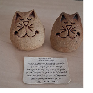 Second Nature Design Quarry Critters Set of 2 Stone Unmounted Cat Figurines