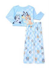 Bluey Boys' Light Blue Cartoon Graphic Print Pajama Set Long Sleeve 2 Piece
