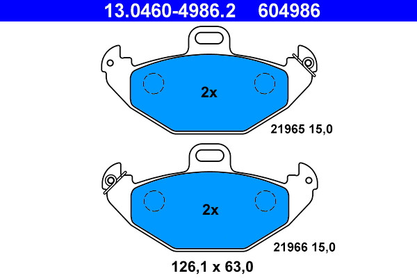 Rear ATE 13.0460-4986.2 Brake Pad Set, disc brake for RENAULT