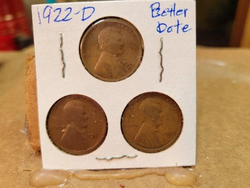 1922-D Lincoln Head Cent Penny QTY 3