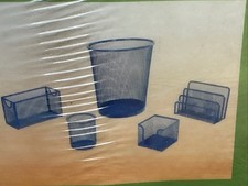 5 Piece Wire Mesh Desk Organizer Set   Blue - Office Desk Organizers