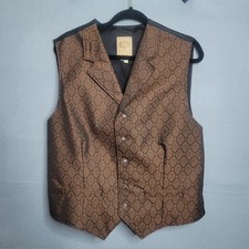 WAH MAKER Western Mens L Cowboy Vest Brown Stars