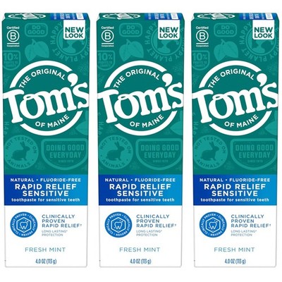 Sensitive Toothpaste, Rapid Relief, Fresh Mint, 4 oz, 3-Pack