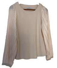 Gallery Soft Stone Pleated Sleeve Top – Feminine & Comfortable Size Small