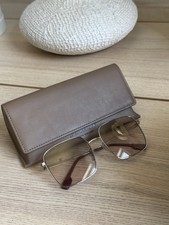 Burberry Square Wire Frame Sunglasses Check Detail New