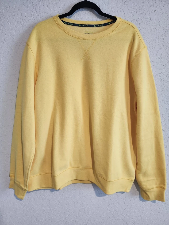 Sudadera Tek Gear Ultrasoft Polar Cuello Redondo Amarilla Para Hombre XL Pullover Informal Foto 2 de 4