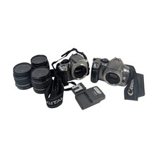 Canon Rebel XT DSLR Parts Repair Lot 2 Bodies 3x 18-55mm Lenses READ AS IS PARTS