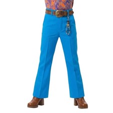 Kids Aqua Blue 70s Flares 24.8 W High Waist Wide Leg Pants Funky Hippy Costume