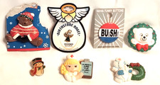 Lot of 7 Assorted VTG Pins X-mas Political Angel Nurse Snowman Bear