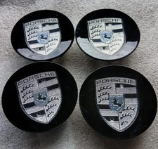 For Blacksilver Porsche Classic Hub Caps 4x 76mm Fits Most Porsche Wheels