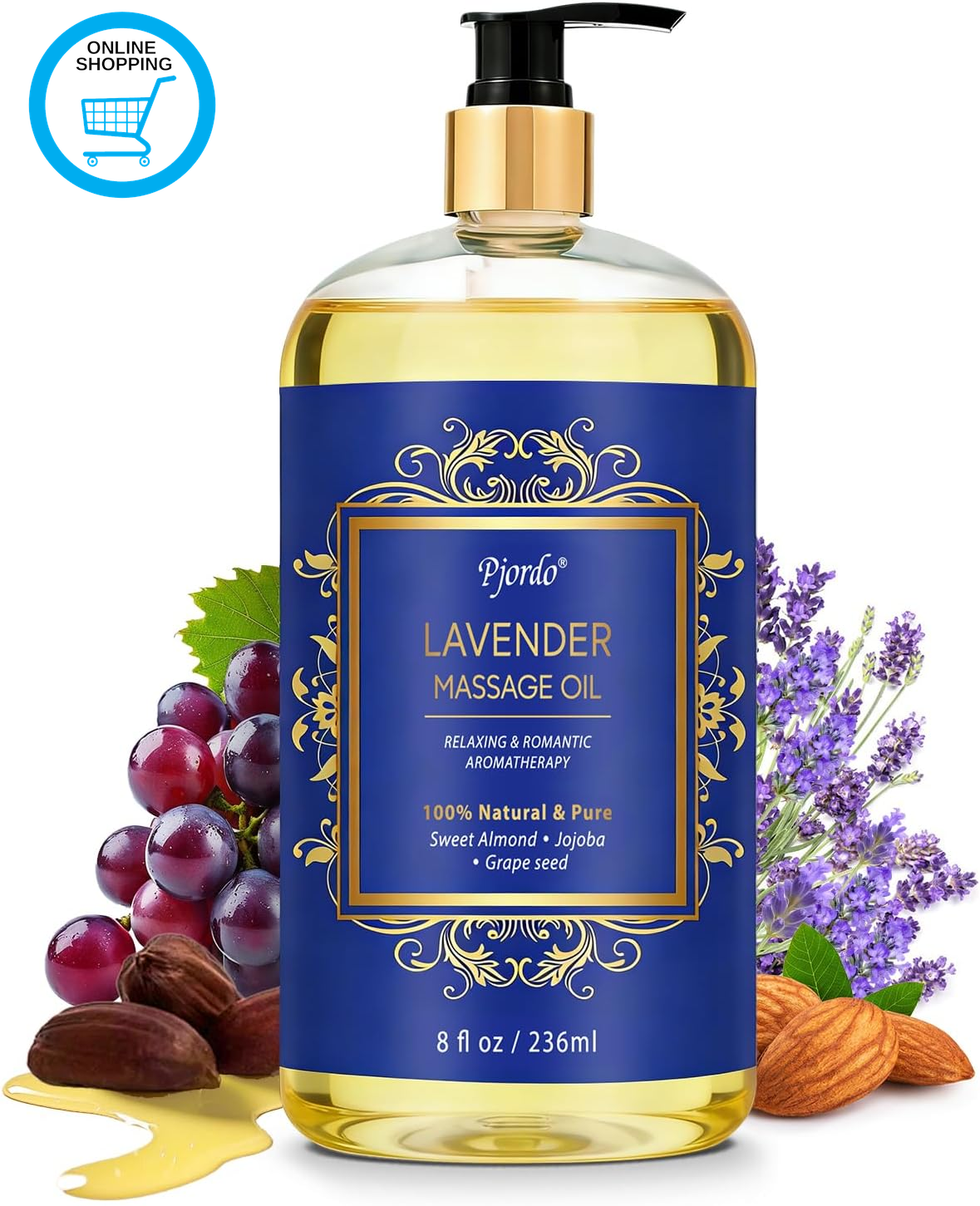 Aromatherapy Lavender Massage Oil for Calming, Soothing & Relaxing, Natural Body