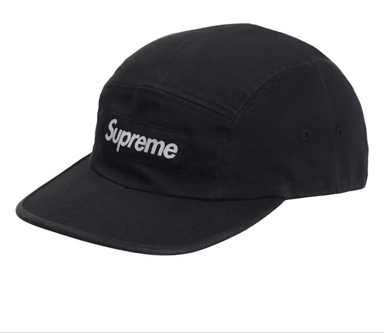 Supreme Washed Twill Chino Camp Cap (FW24) Black Authentic Leather