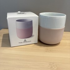 Royal Copenhagen Pink & White Fluted Ribbed Ceramic Mug 330ml Boxed - brand new