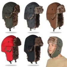Hombres Mujeres Piel Orejera Gorra de Invierno Rusa Ushanka Invierno Sombreros Esquí Sombrero Invierno Cálido