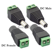 Male+Female  DC Power 2.1x5.5mm Male Plug Jack Connector Socket Adapter For CCTV