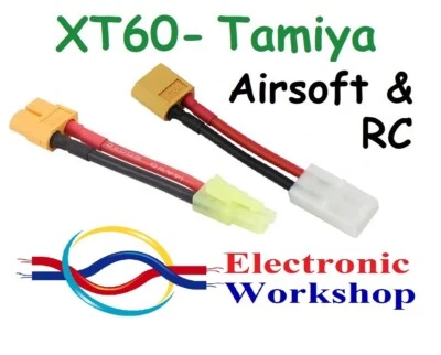 XT60 to Tamiya Small & Large Connector Airsoft or RC Wired Male-Fem/Fem-Male UK
