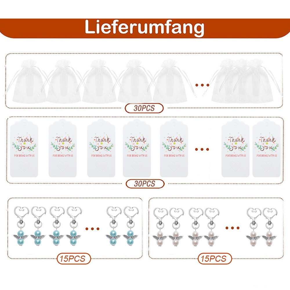 30 Stück Goldene Schutzengel Anhänger - Glücksbringer Set Mit Karten | Für Hochzeit & Geschenke