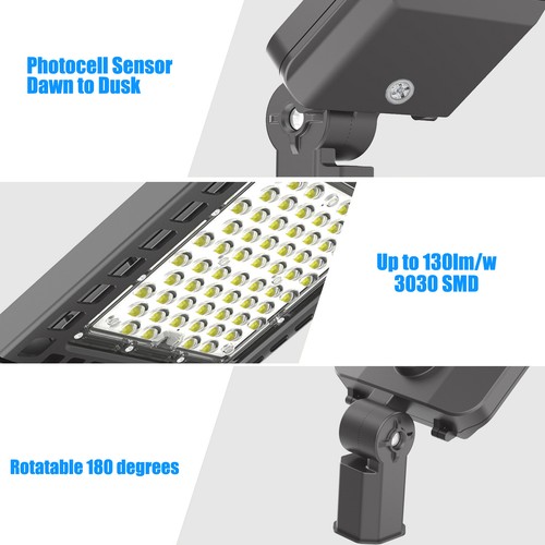 220V LED Parking Lot Lightings 300W Slip Fitter 5000K Commercial Outdoor Lights - Picture 5 of 10