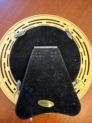 Faux Crystal & Pink Enamel Gold Round Metal Picture Frame For 3.25”x3.25” Photo - Picture 6 of 8