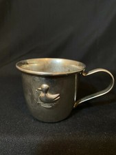 Vintage Silverplate Baby Cup with Duck Marked Hong Kong