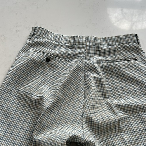 Vintage 70s Mens Pants Blue Tan Checkered Plaid Retro Disco Zipper Check Pattern - Picture 14 of 18