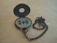 ShoppeWatch Skeleton Pocket Watch Mechanical Movement Hand Wind NIB Black