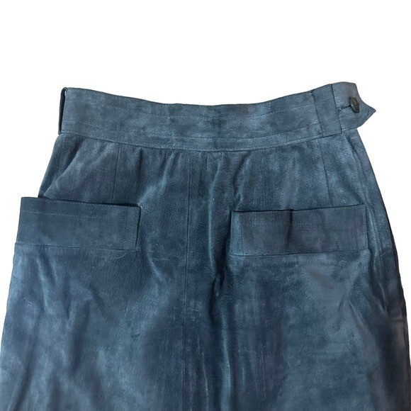 Gonna vintage anni '70 Saint Laurent YSL grigio pelle scamosciata taglia 25