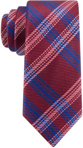 TOMMY HILFIGER MEN'S DOWNHILL PLAID SLIM TIE ONE SIZE RED