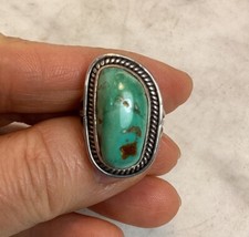 Vintage CORTEZ H Native American Sterling Silver Turquoise Ring Size 5