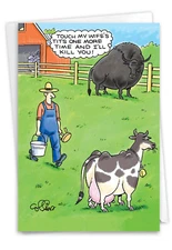 1 Funny Birthday Card with Envelope - Jealous Bull C2595BDG