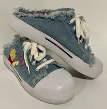 Vintage 90s Disney Winnie the Pooh Women 10 - Denim Distressed Slip On Sneakers