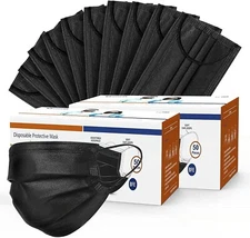 100pcs Black KN95 Disposable Face Masks 3-Layer