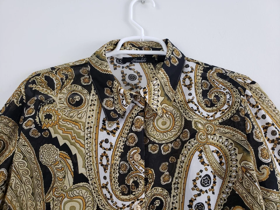 (O4) Blusa Essentials by Milano Mujer Talla L Beige Botón Transparente Cachemira Foto 2 de 4