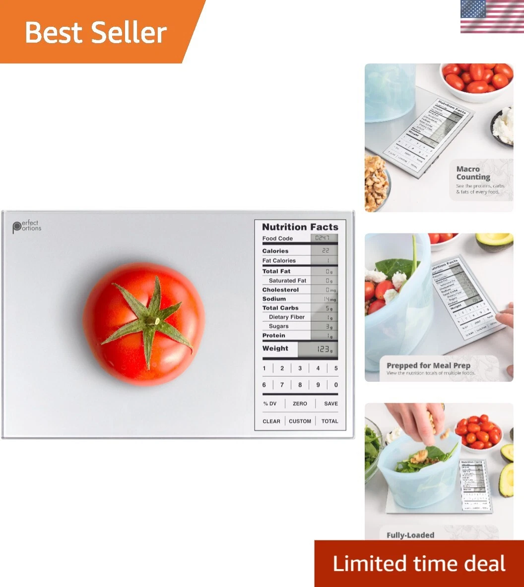 Versatile Nutrition Scale for Carbs, Proteins & Fats Tracking - Compact Design