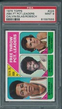 1975/76 Topps #224 ABA FT Pct. Leaders Calvin Silas Robisch PSA MINT 9 *7555