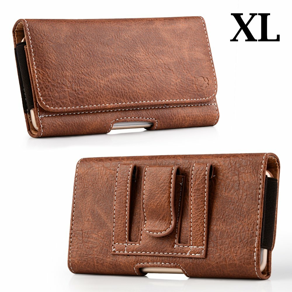 For SAMSUNG GALAXY A20 A50 Brown PU Leather Belt Clip Pouch