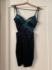 Windsor, Green, Velvet, Corset front, Side cut out, mini dress, size s