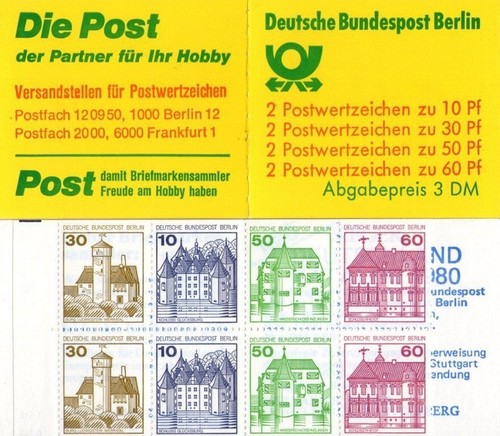 GERMANIA BERLINO 1980 LIBRETTO SERIE CASTELLI MH 12 NUOVO COMPLETO MNH ** (1)