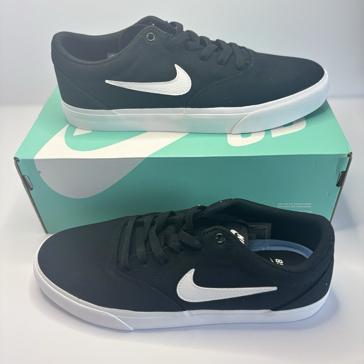 Nike SB Charge CNVS Shoes Mens 10 Black/White CD6279 002