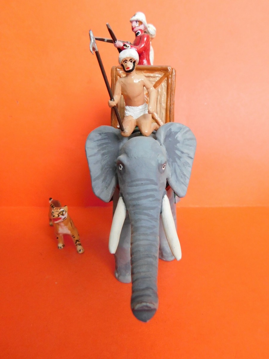 Figurine En Plomb Peinte GUY JOUGLET - Chasse à L'éléphant, époque Premier Empire, échelle 1:32 (60mm)