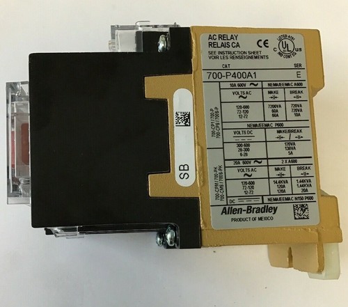 ALLEN BRADLEY 700-P400A1 SER.E DIRECT DRIVE RELAY 20A 600VAC - Picture 2 of 7