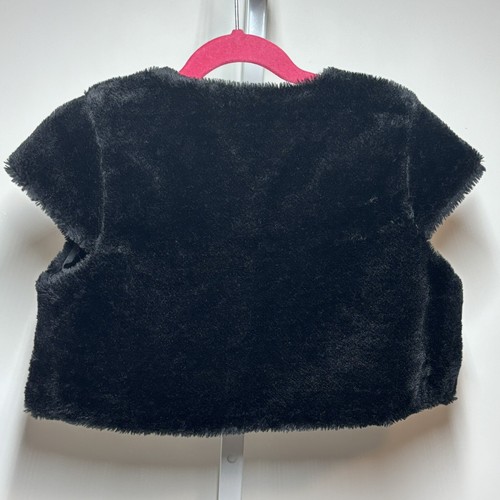 Black Faux Fur Shrug Bloome De Jeune Fille Rhinestone Button Girls Size 10/12 - Picture 2 of 7