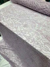 LAVENDER Beaded Lace Embroidery Lace Fabric Sold by The Yard Victorian Damask 