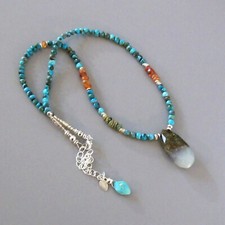 djs Sundance Turquoise Carnelian Chrysoprase Sterlin Silver Necklace Lk Catalog